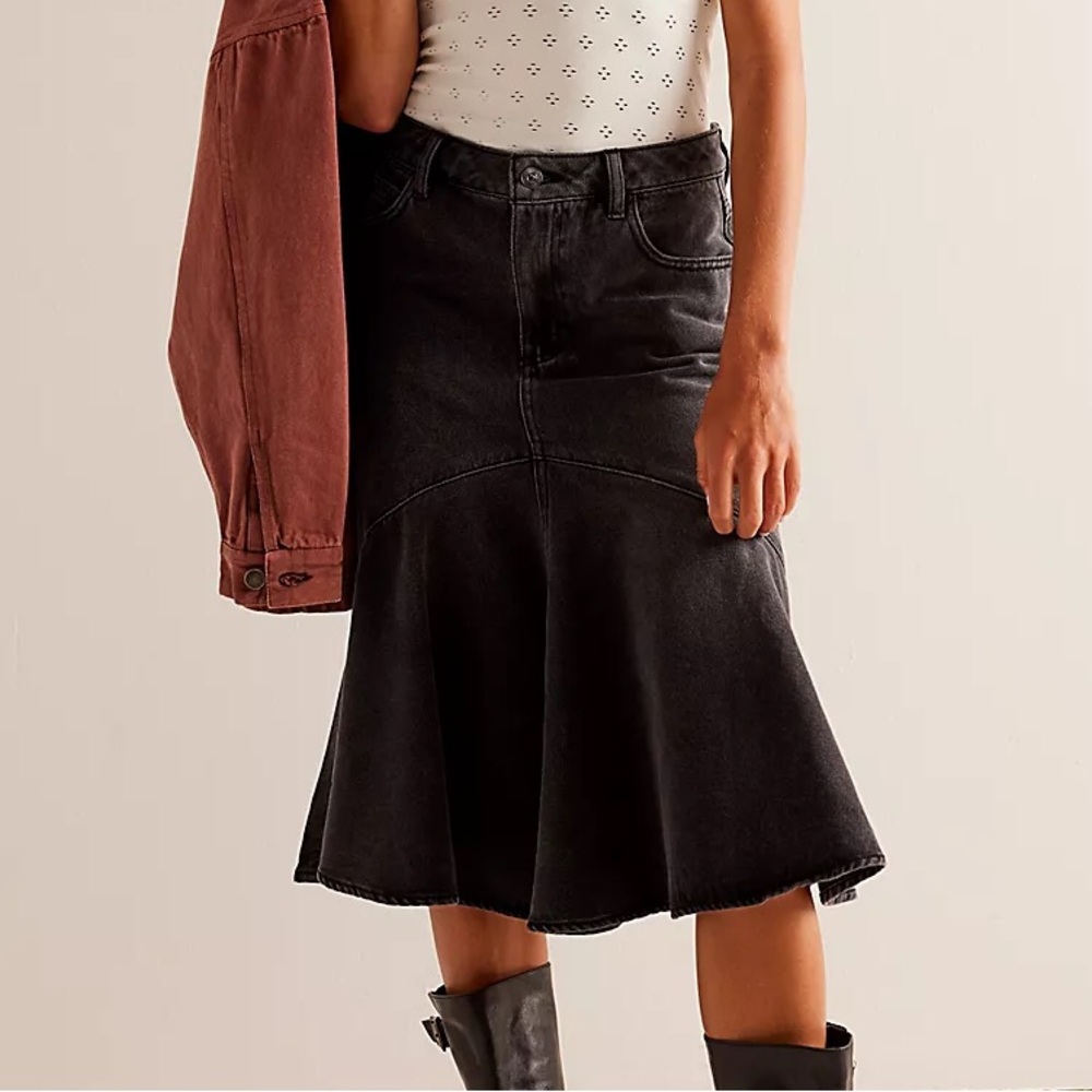 free people denim fishtail skirt